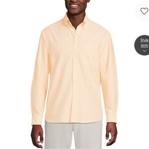 Lands End Men's Peach Button-Down Shirt size large Long sleeve 16-16.5” neck